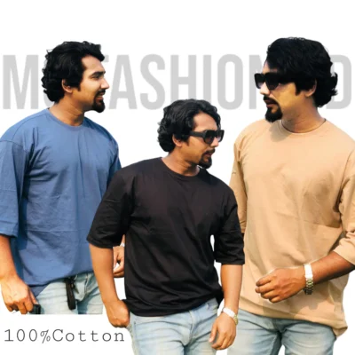 Men's High Spandex Cotton T-shirt - Drop shoulder Combo 1