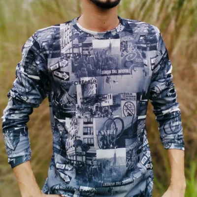 Premium Mesh & PP Print Full Sleeve T-shirt FST-2