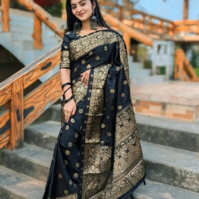 Japani Silk Saree - S2 (কালো)