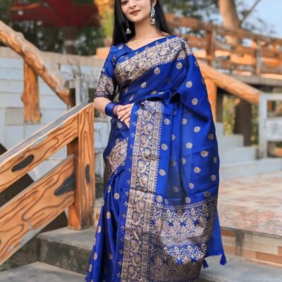 Japani Silk Saree - S3 (নীল)