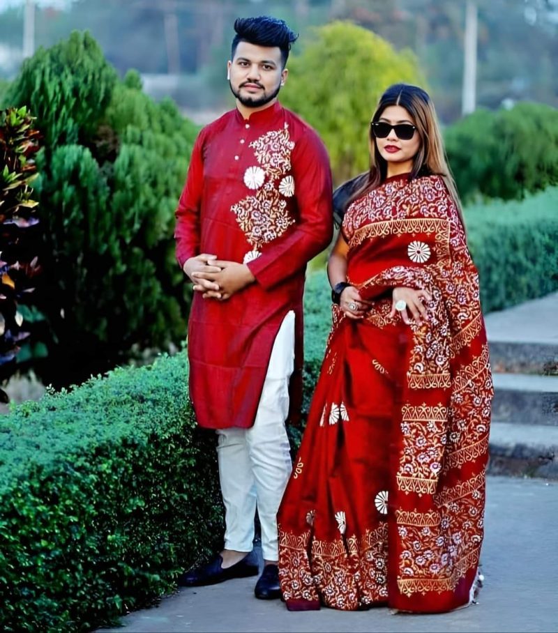 ব্লক প্রিন্টেড কাপল ড্রেস সেট - CD-10