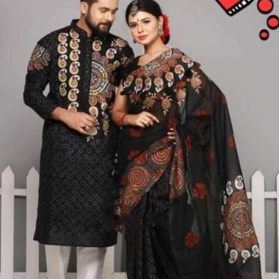 ব্লক প্রিন্টেড কাপল ড্রেস সেট - CD-4