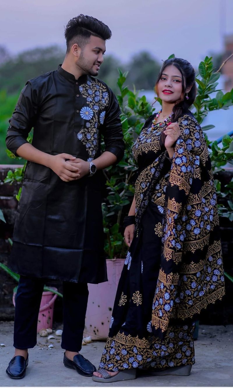 ব্লক প্রিন্টেড কাপল ড্রেস সেট - CD-8