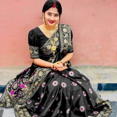 Japani Silk Saree - S5 (কালো)