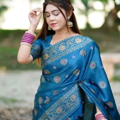 Japani Silk Saree - S7 (সী গ্রিন)