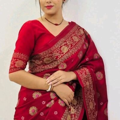 Japani Silk Saree - S8 (খয়েরী)