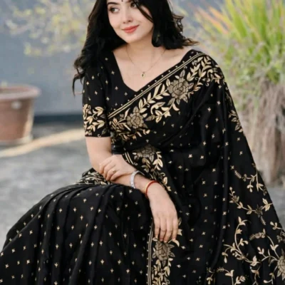 Benarosi Silk Saree - S12 (কালো)