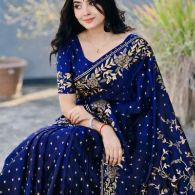 Benarosi Silk Saree - S14 (নীল)