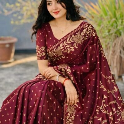 Benarosi Silk Saree - S13 (খয়েরি)