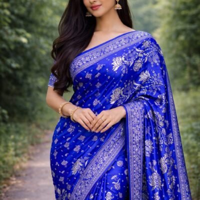 Japani Silk Saree - S17 (নীল)
